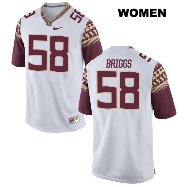 Women's NCAA Nike Florida State Seminoles #58 Dennis Briggs Jr. College White Stitched Authentic Football Jersey OFB2869VI